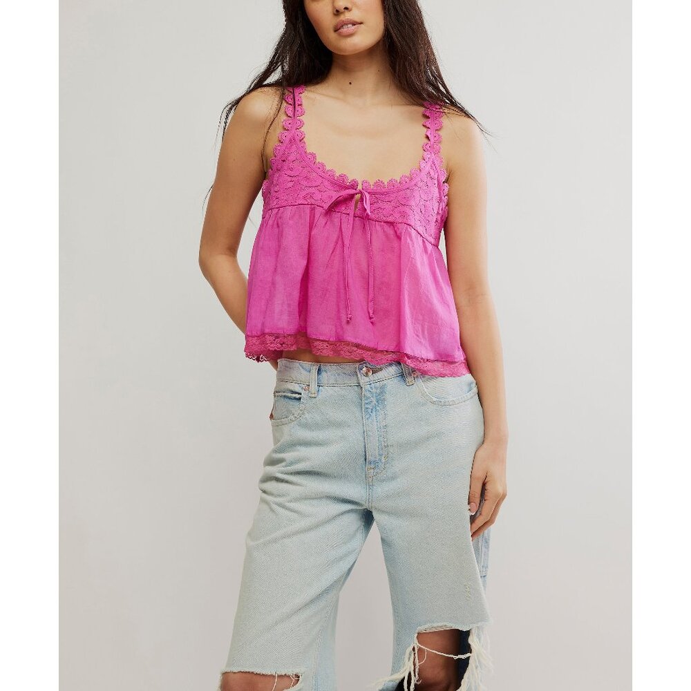 NWT Stevie Lace Tank Hibiscus